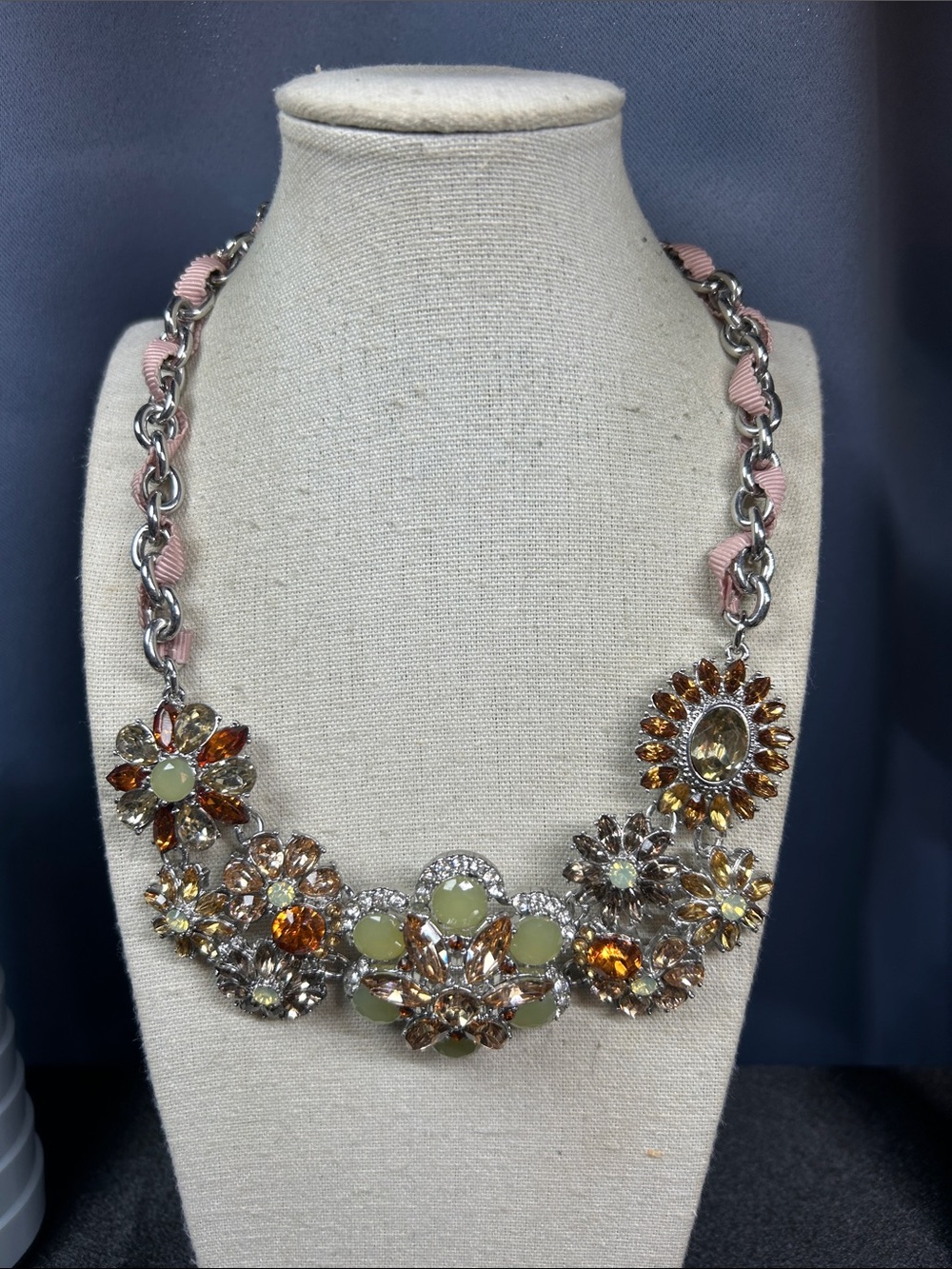 Talbots Silver-tone statement floral collar necklace